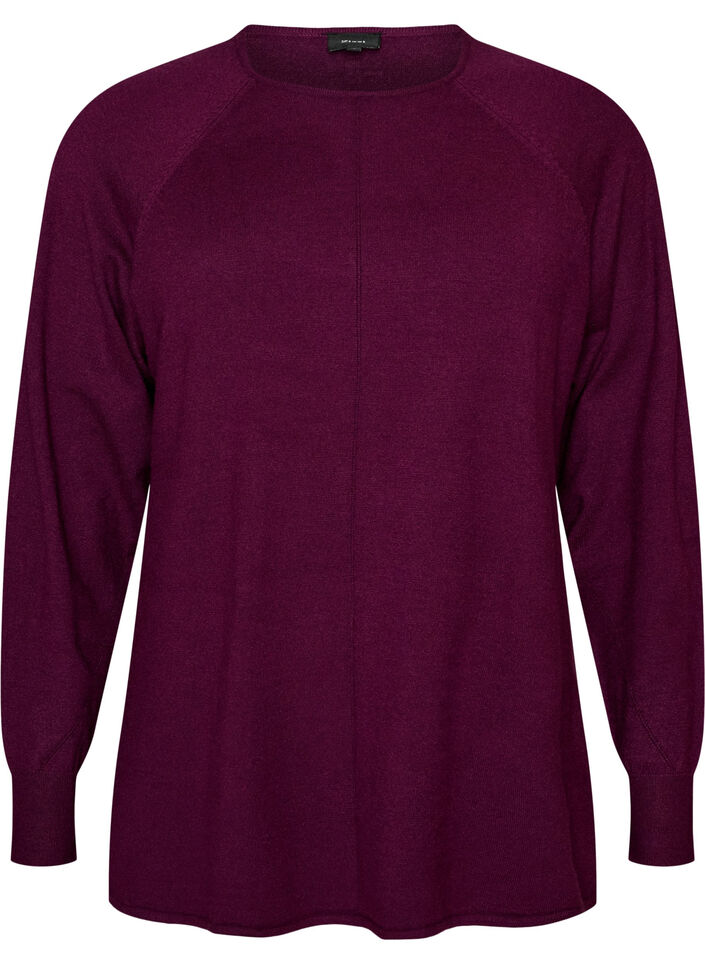 Knitted blouse with round neck and knitted pattern, Red, Packshot image number 0