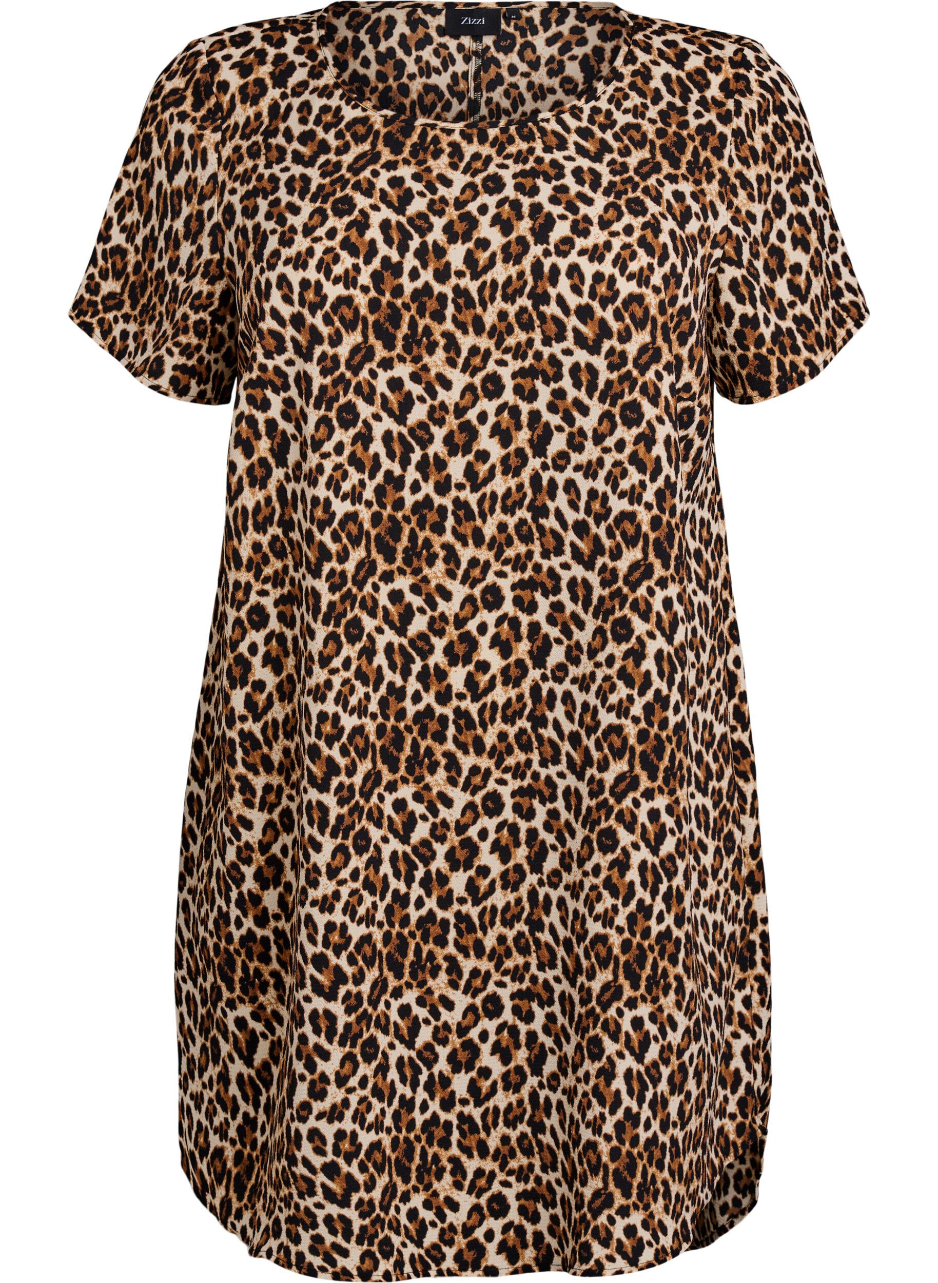 Zizzifashion Dress with print and short sleeves, Brown, Packshot image number 0