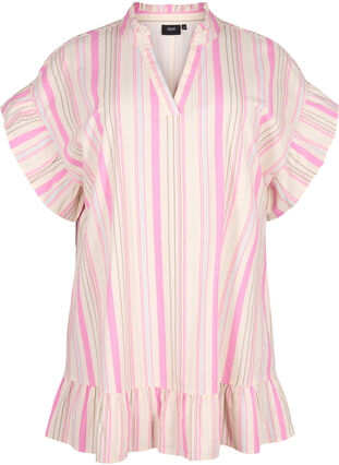 Striped cotton tunic, Eggnog Multi Stripe, Packshot image number 0