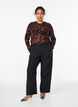 Mesh blouse with floral pattern, Brown, Model image number 1