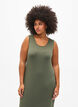 Sleeveless ribbed dress in viscose, Green, Model image number 2