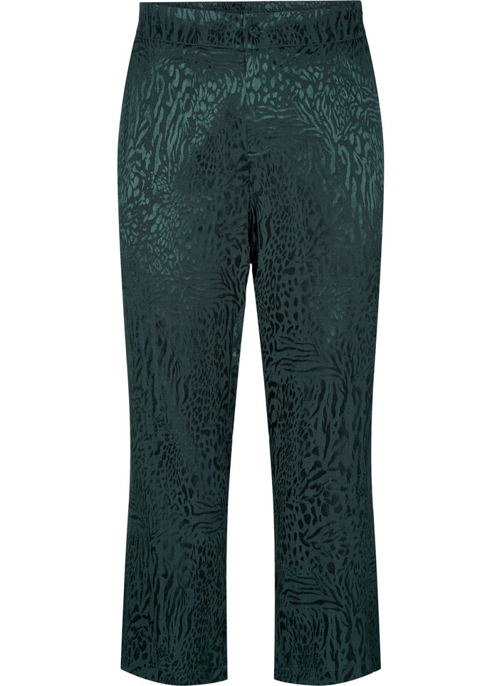 Loose viscose pants with tone-on-tone print, Ponderosa Pine, Packshot image number 0