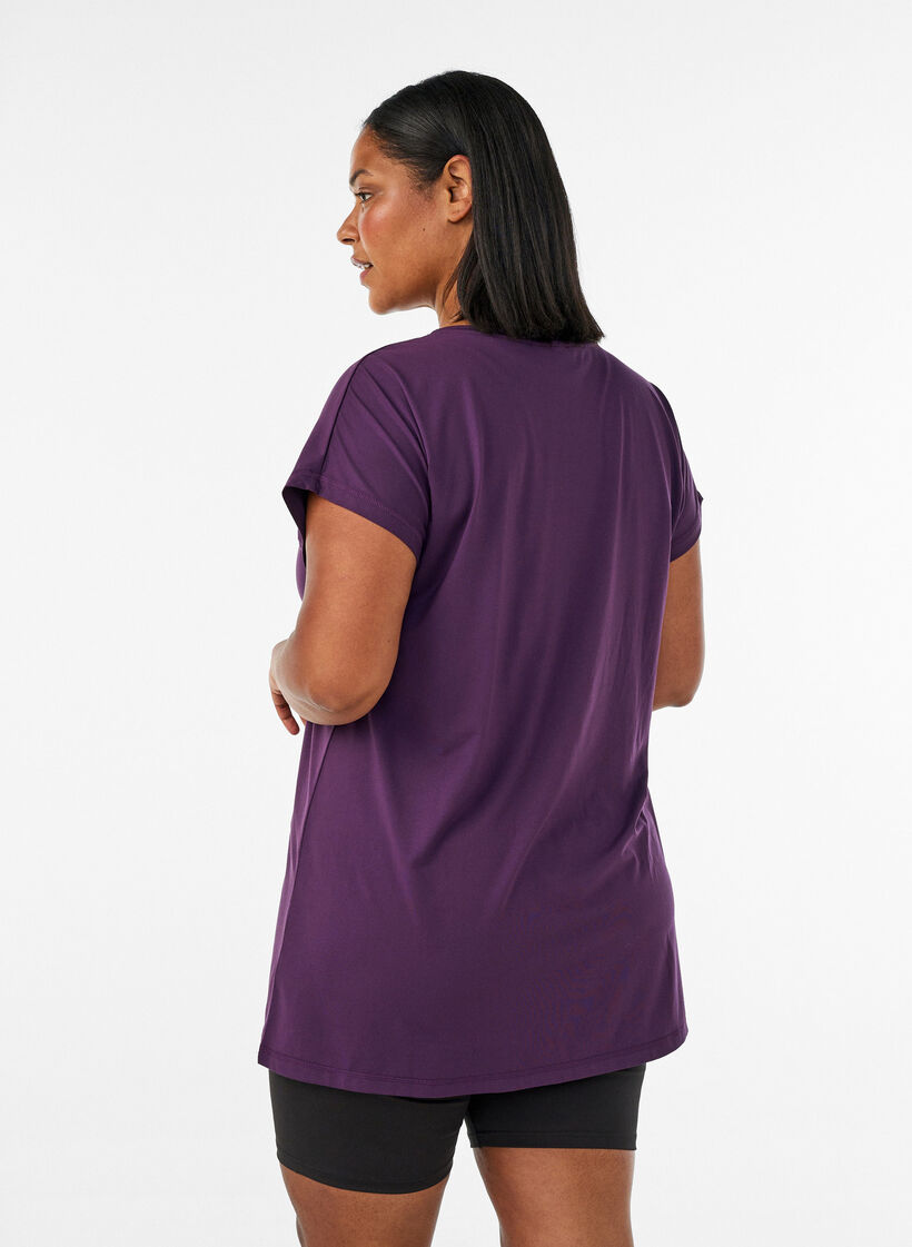 Long workout T-shirt, Purple, Model image number 2