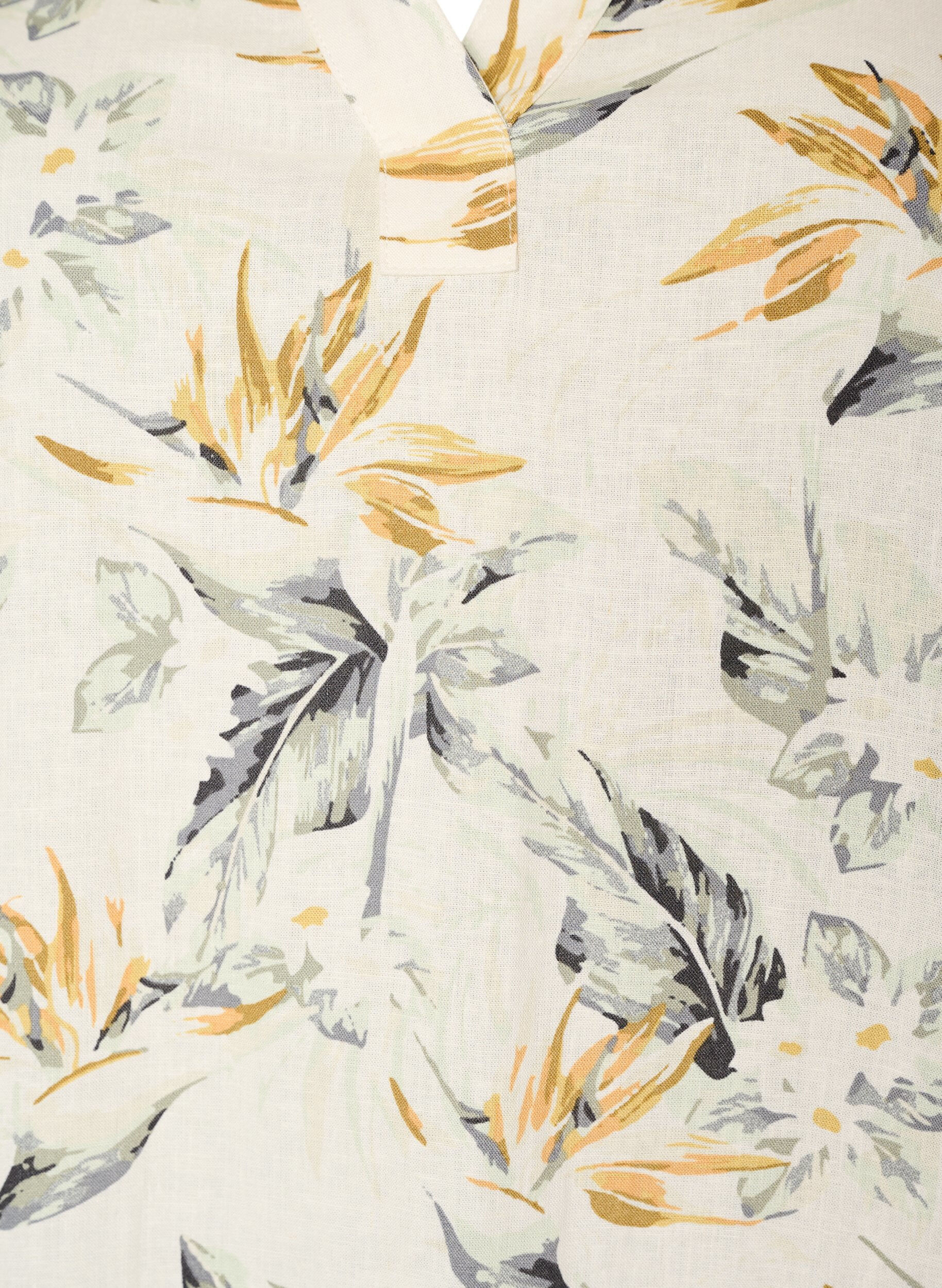 Zizzifashion Midi dress in linen and viscose with 1/2 sleeves, 9990, Packshot image number 2