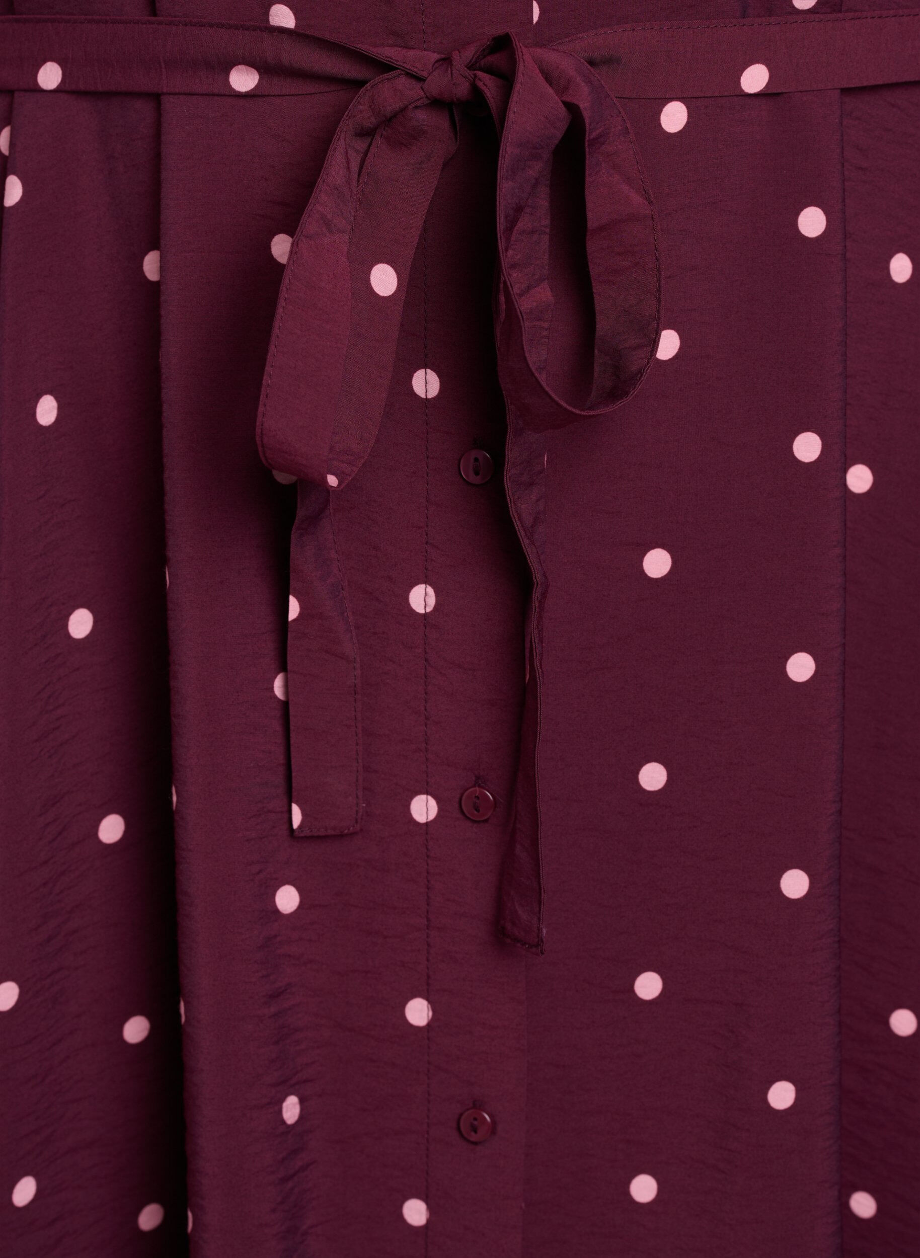 Zizzifashion Midi shirt dress with polka dots, Red, Packshot image number 3