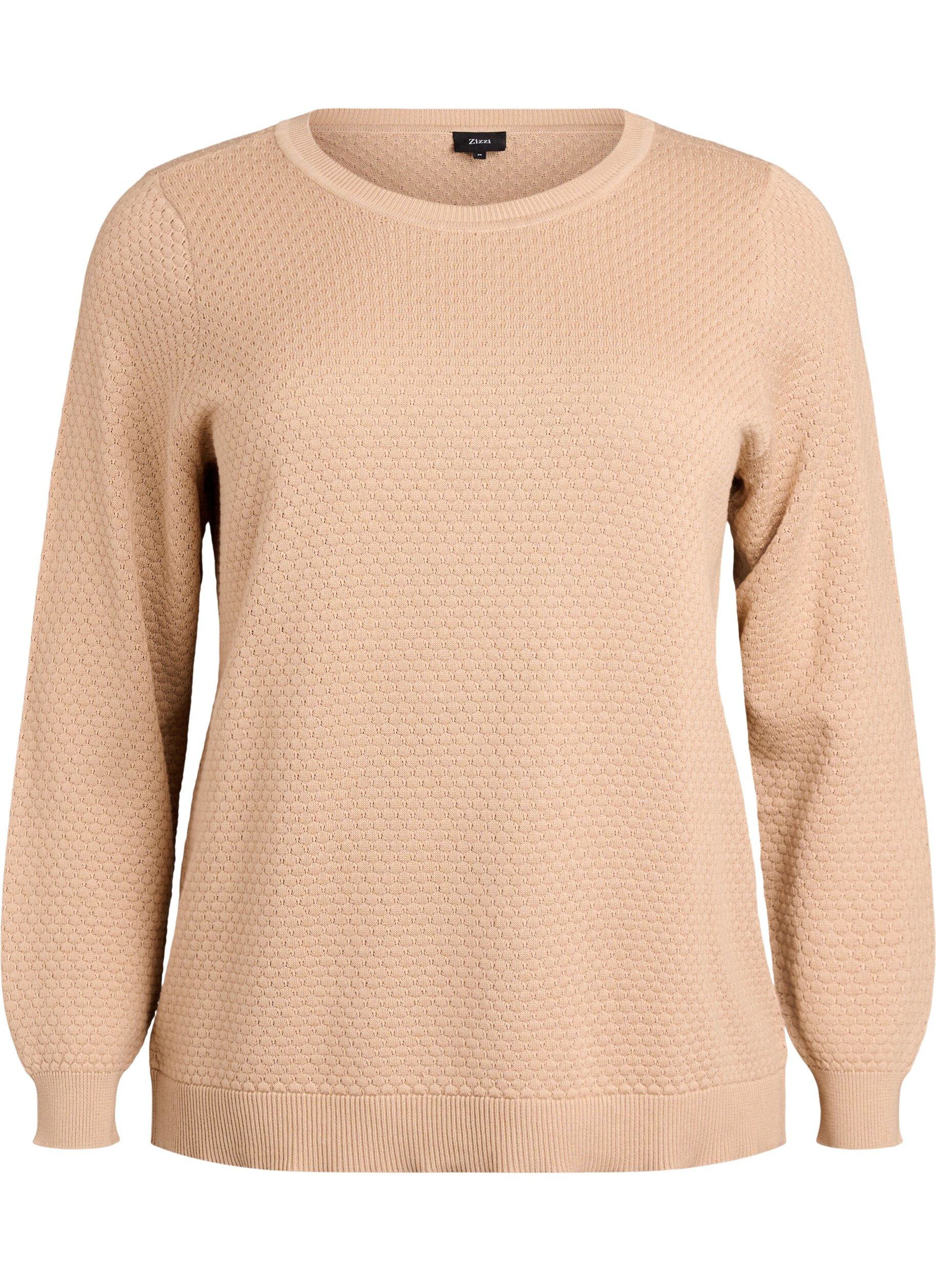 Knit blouse in cotton with textured pattern