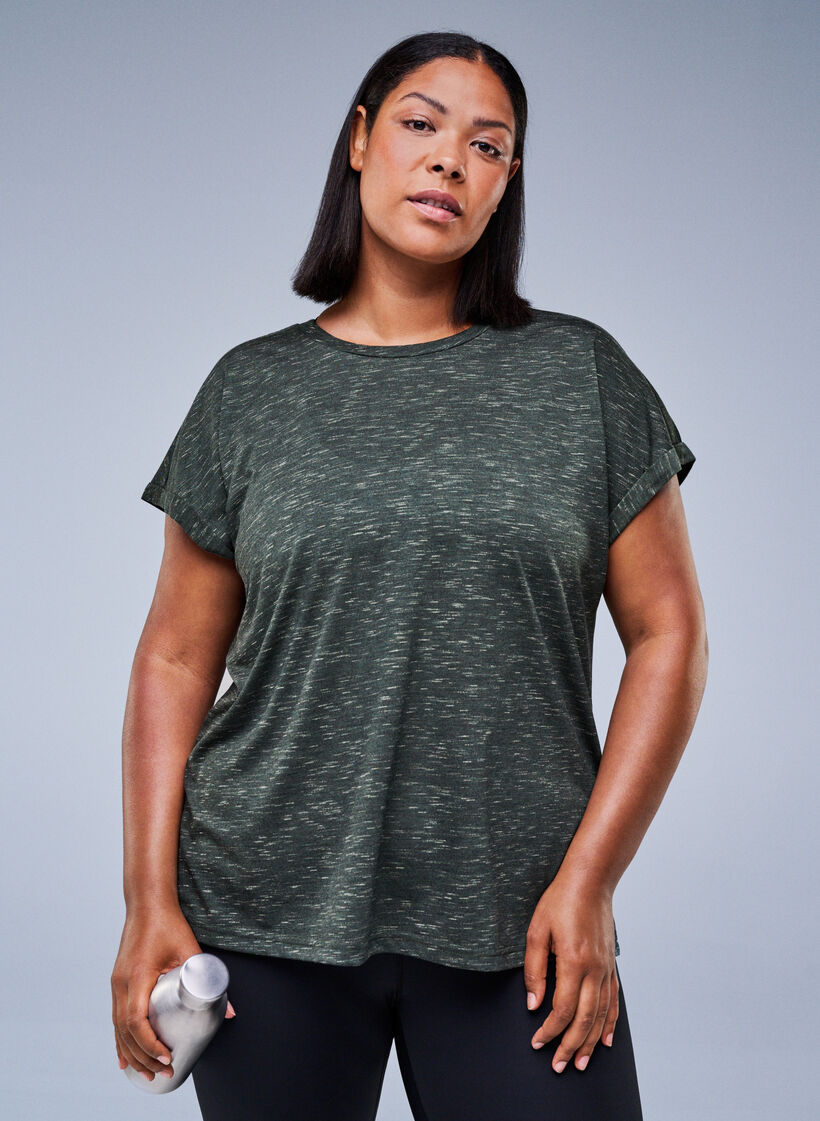 Loose workout t-shirt with short sleeves, Green, Image image number 0