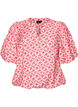 Floral viscose blouse with balloon sleeves, Red, Packshot image number 0