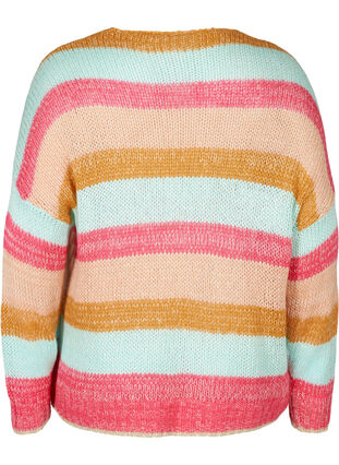 Knitted cardigan with stripes and lurex, Pink Comb, Packshot image number 1