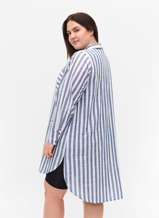 Long striped shirt in cotton, Blue Y/D, Model image number 1