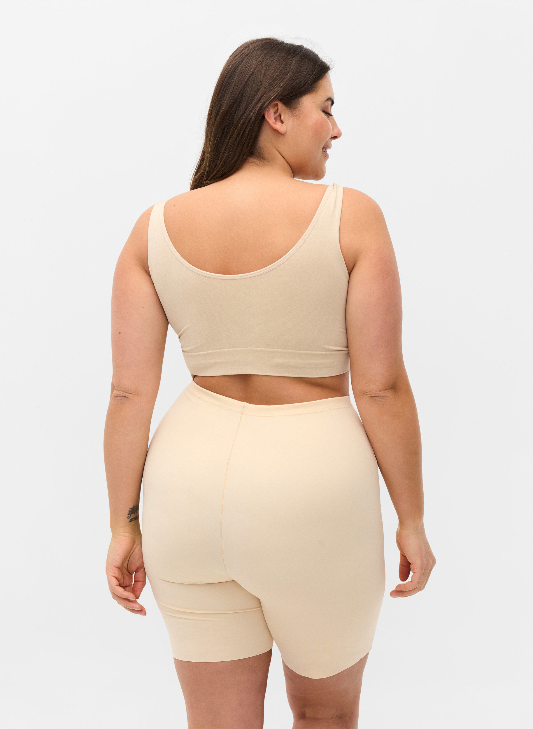 ZizzifashionLight shapewear shorts with high-rise waist, Beige, Model image number 1
