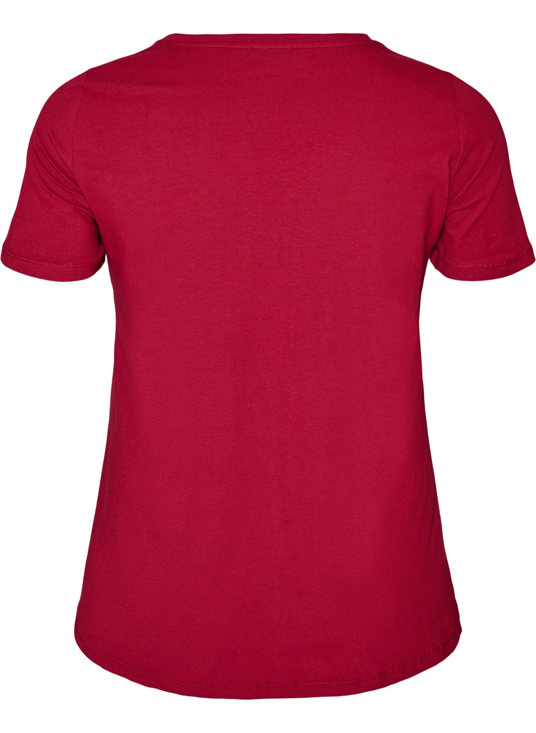 ZizzifashionBasic plain cotton t-shirt, Red, Packshot image number 1