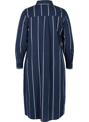 Long striped shirt dress in cotton, N.Sky w.White Stripe, Packshot image number 1