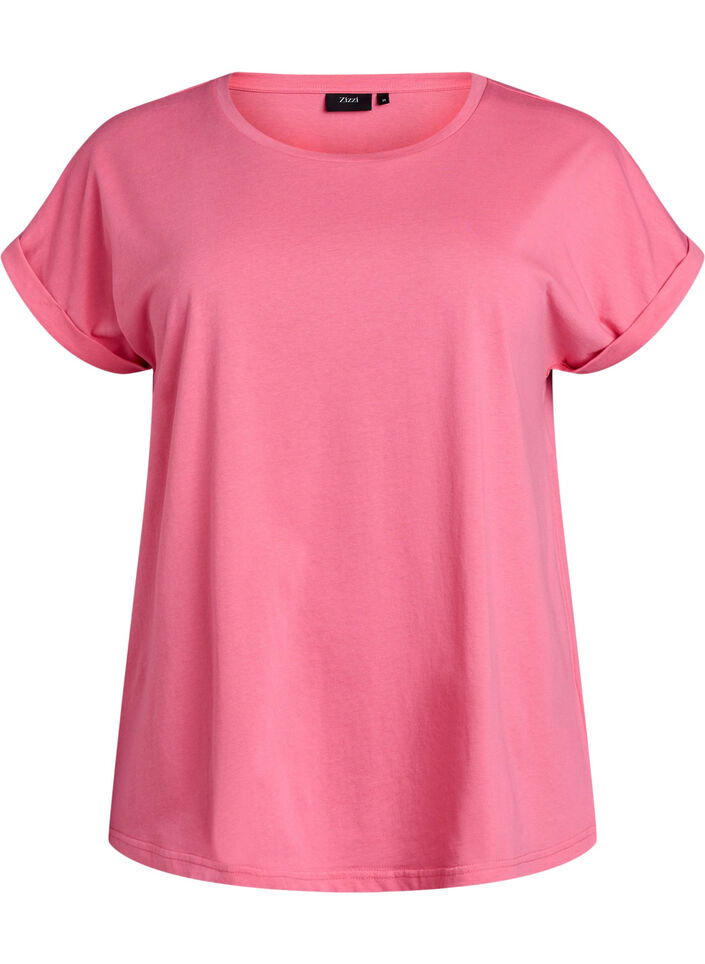 Short sleeve cotton blend T-shirt, Pink, Packshot image number 0