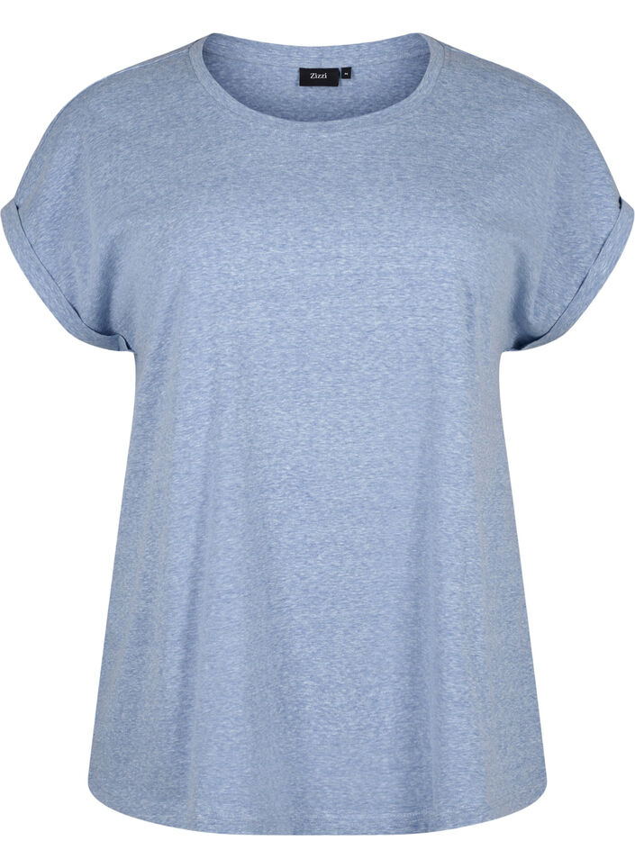 Melange t-shirt with short sleeves, Blue, Packshot image number 0
