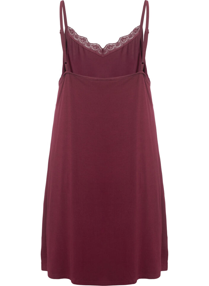 Viscose nightgown with lace trim, Red, Packshot image number 1