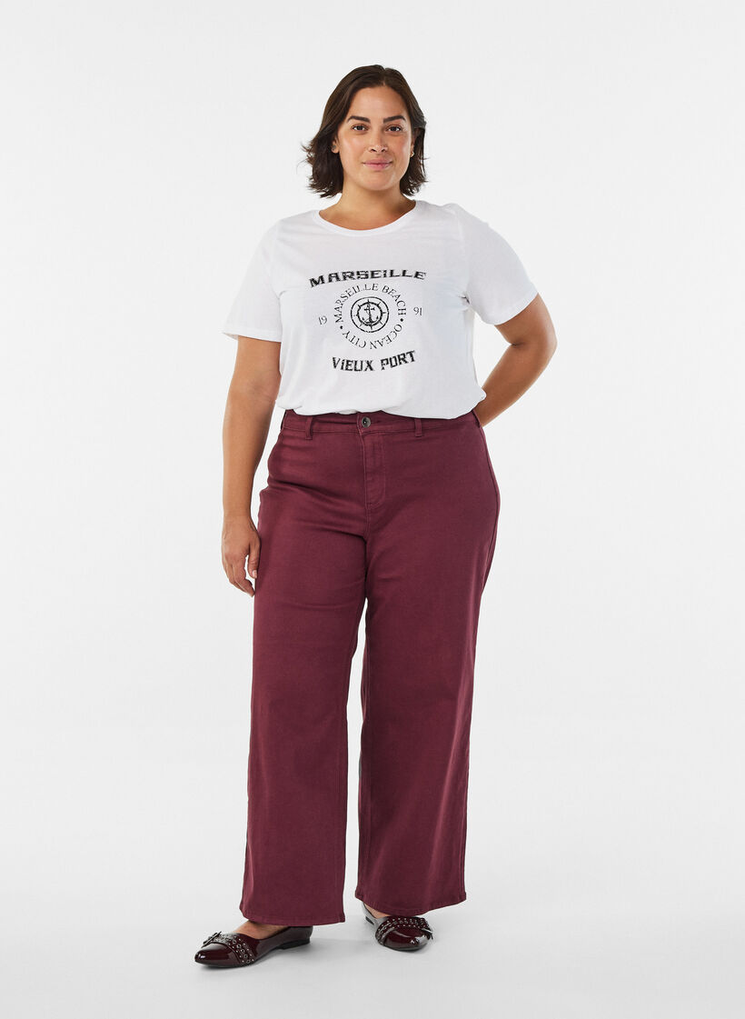 T-shirt with motif, White, Model image number 1
