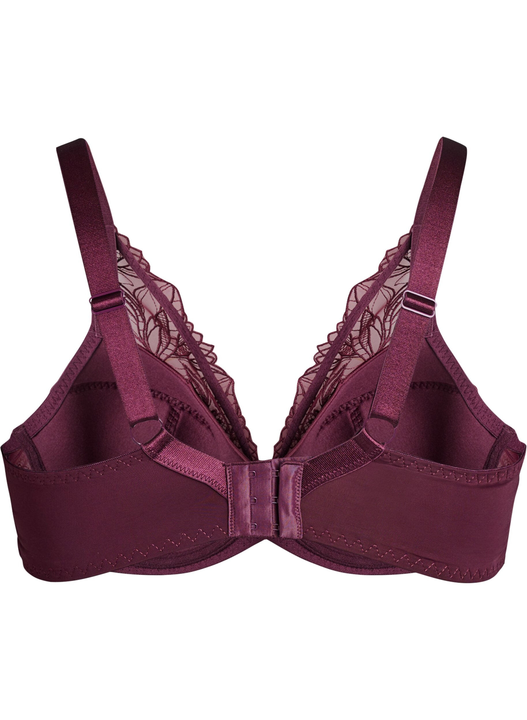 Zizzifashion Padded lace bra with underwire, Red, Packshot image number 1
