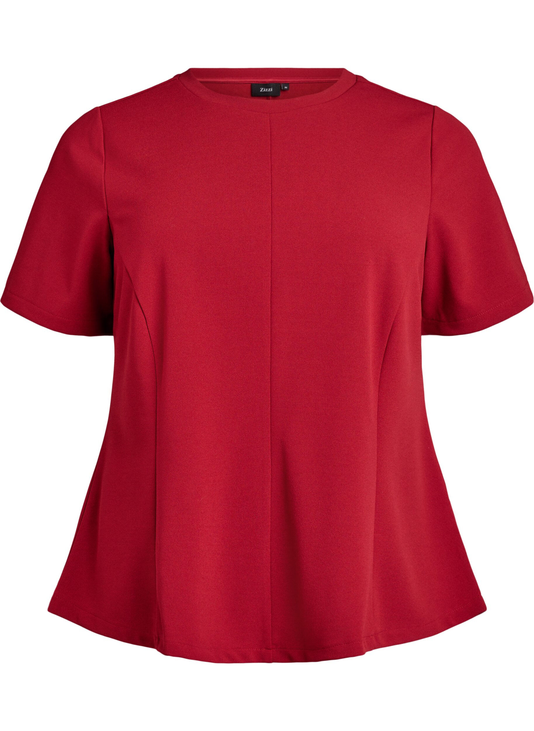 Short-sleeved blouse with shaping darts