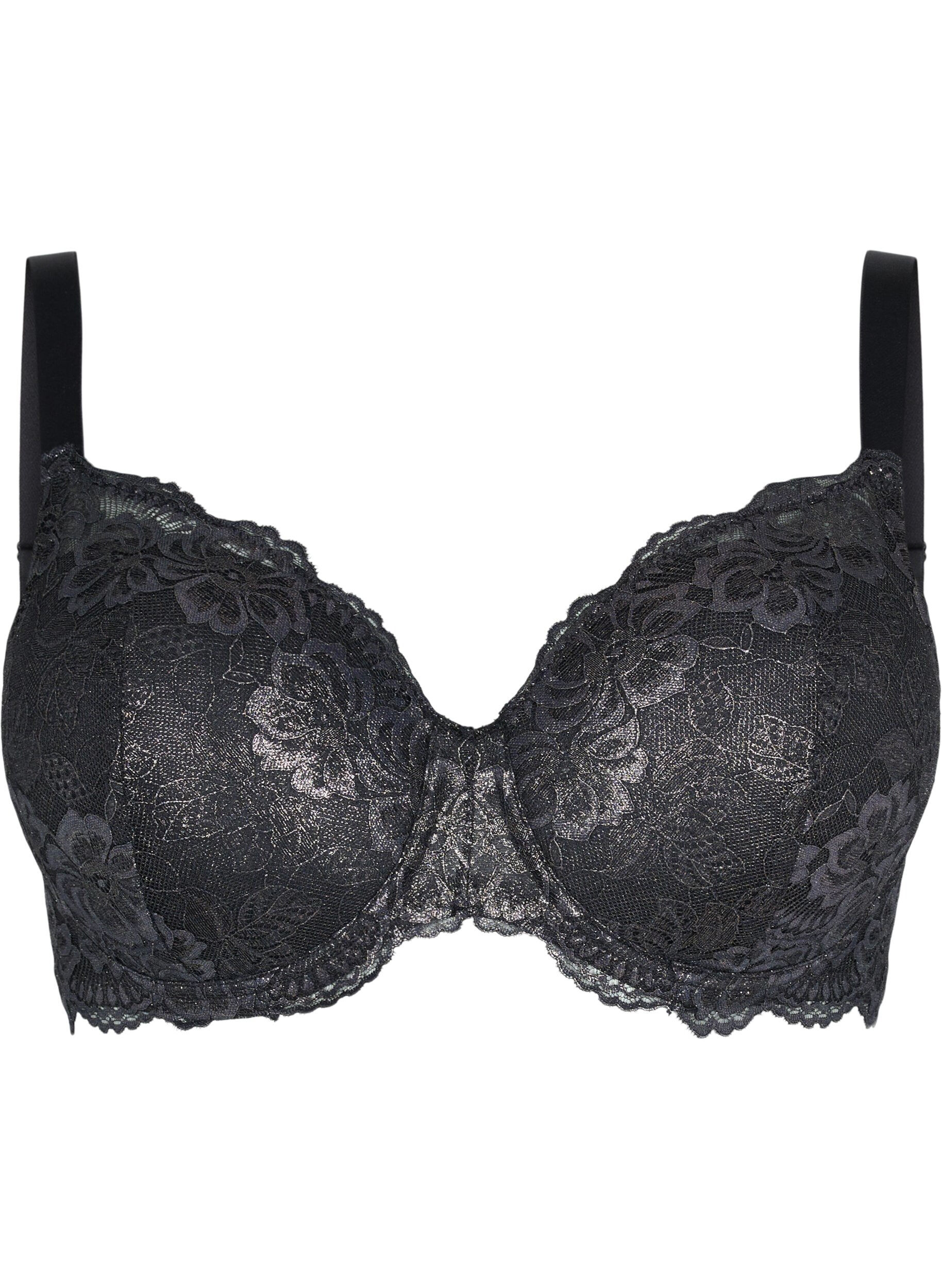 Zizzifashion Cup bra with lace and underwire, Black, Packshot image number 0