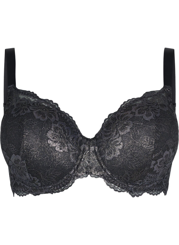 Cup bra with lace and underwire, Black, Packshot image number 0