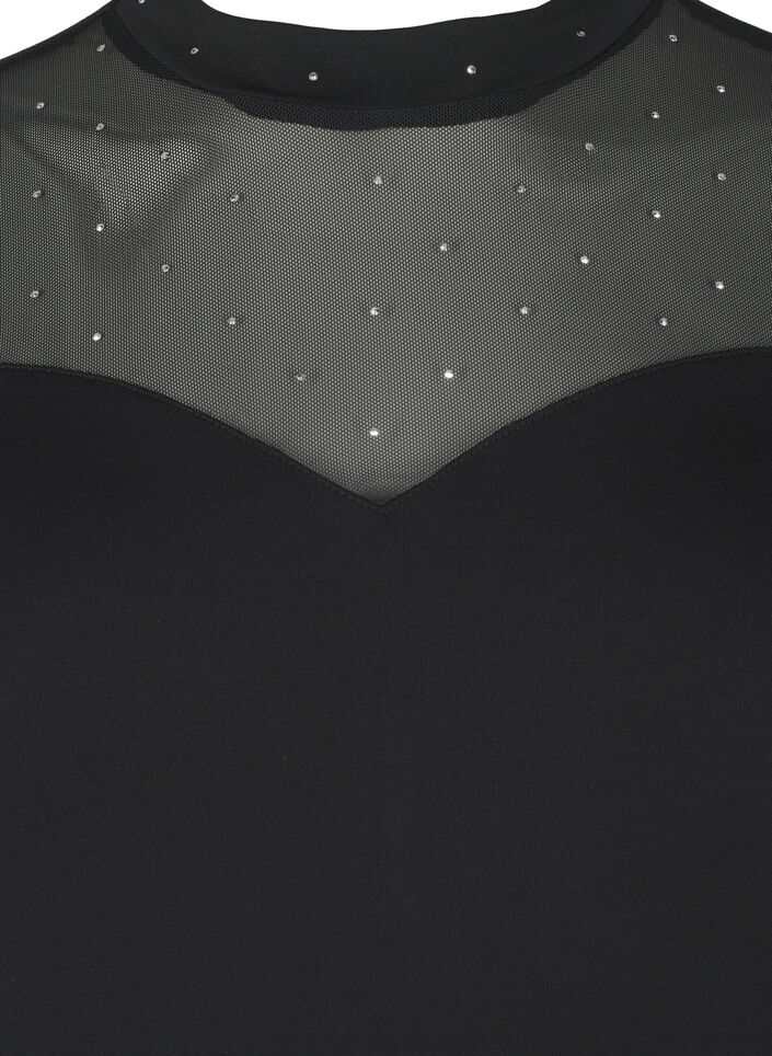 Bodystocking with studs and long mesh sleeves, Black, Packshot image number 2