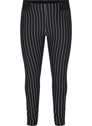 Striped leggings with an elasticated waist, Dark Grey Stripe, Packshot image number 0
