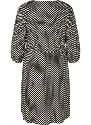 Polka dot viscose dress with 3/4 sleeves, Black w. White Dot, Packshot image number 1