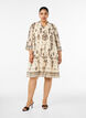 Dress with ornament print and ruffle collar, Beige, Model image number 1