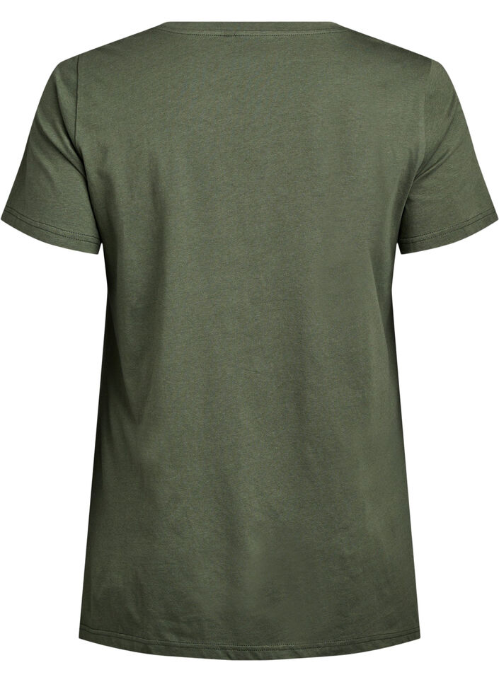 T-shirt with a round neck and A-line shape, Green, Packshot image number 1