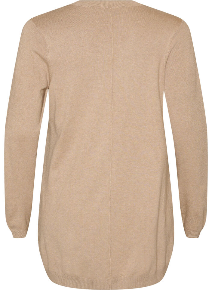 Long knitted cardigan in a viscose blend, Beige, Packshot image number 1