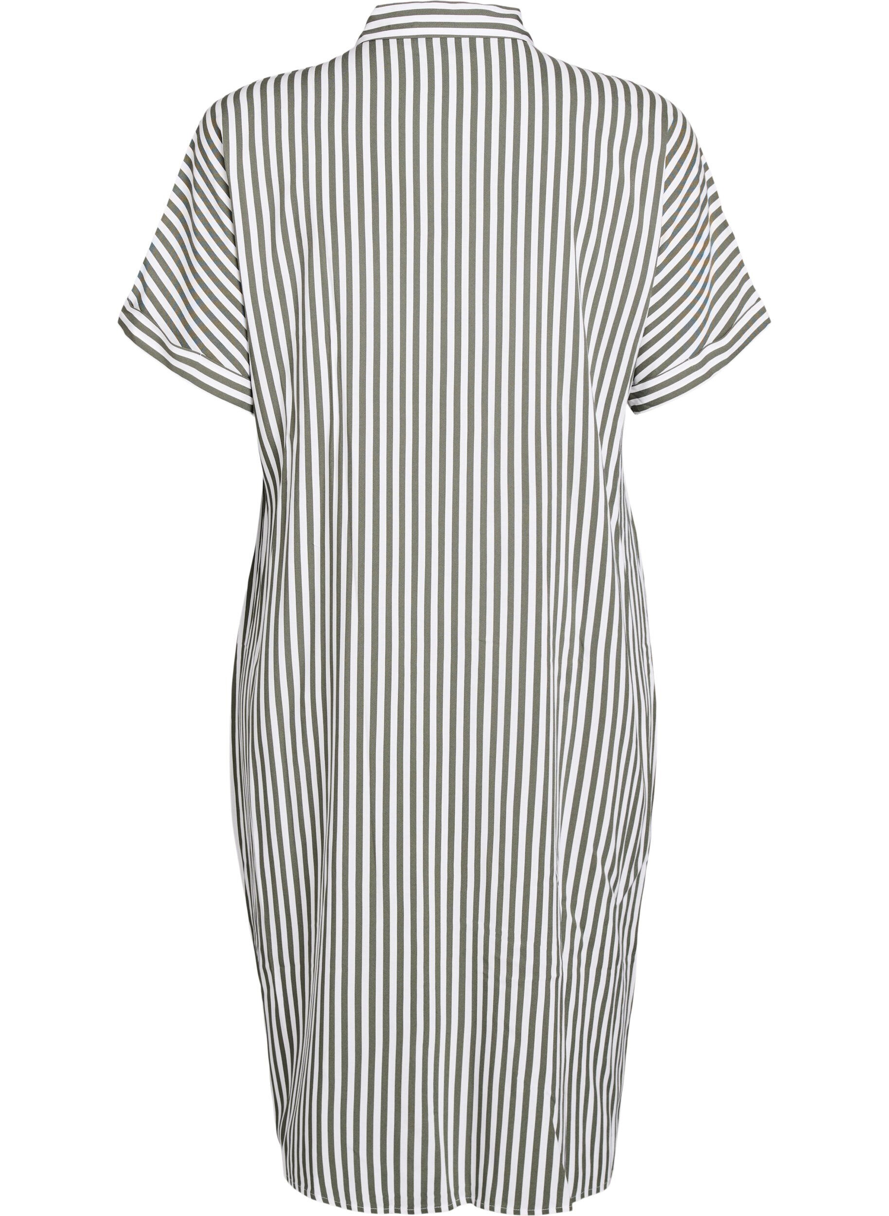 Zizzifashion Long shirt dress with short sleeves, Green, Packshot image number 1