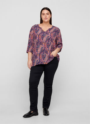 Viscose blouse with paisley print, Paisley AOP, Model image number 2