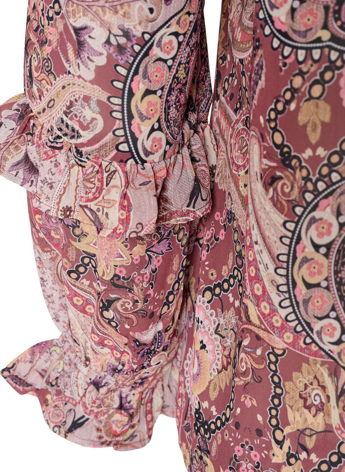 Blouse with paisley print and ruffle details, Purple, Packshot image number 3
