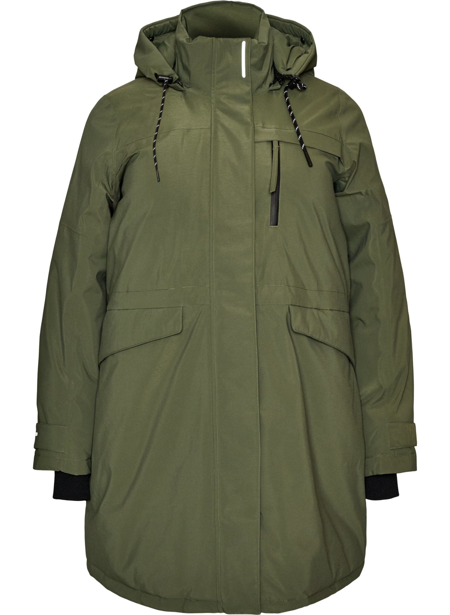 ZizzifashionWater-repellent parka with a hood and functional details, Green, Packshot image number 0