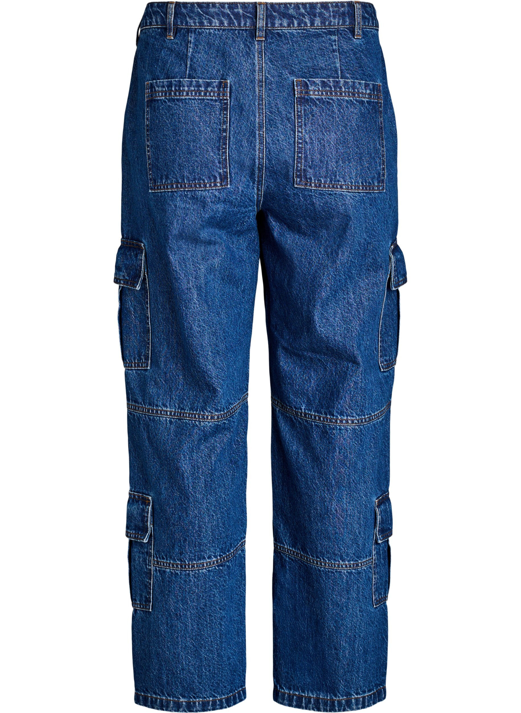 Zizzifashion High-waisted cargo jeans, Blue, Packshot image number 1