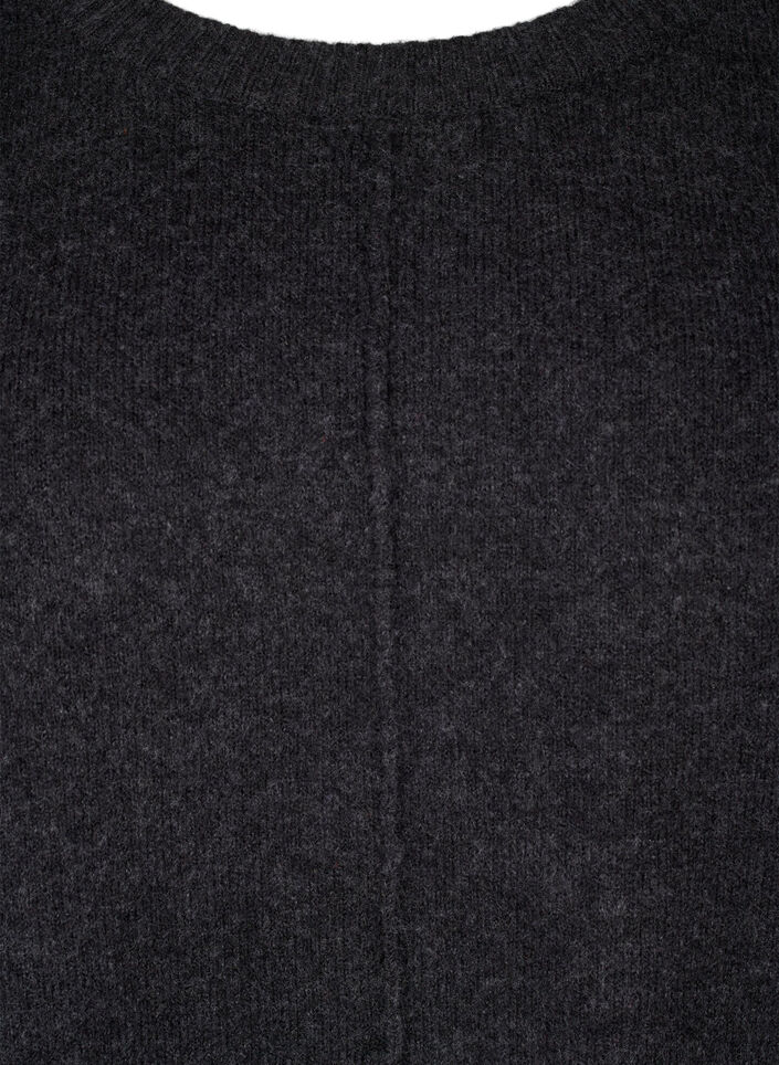 Knitted blouse with a round neck and center seam, Dark Grey Melange, Packshot image number 2