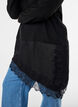 Knitted blouse with layered effect and lace trim, Black, Model image number 3