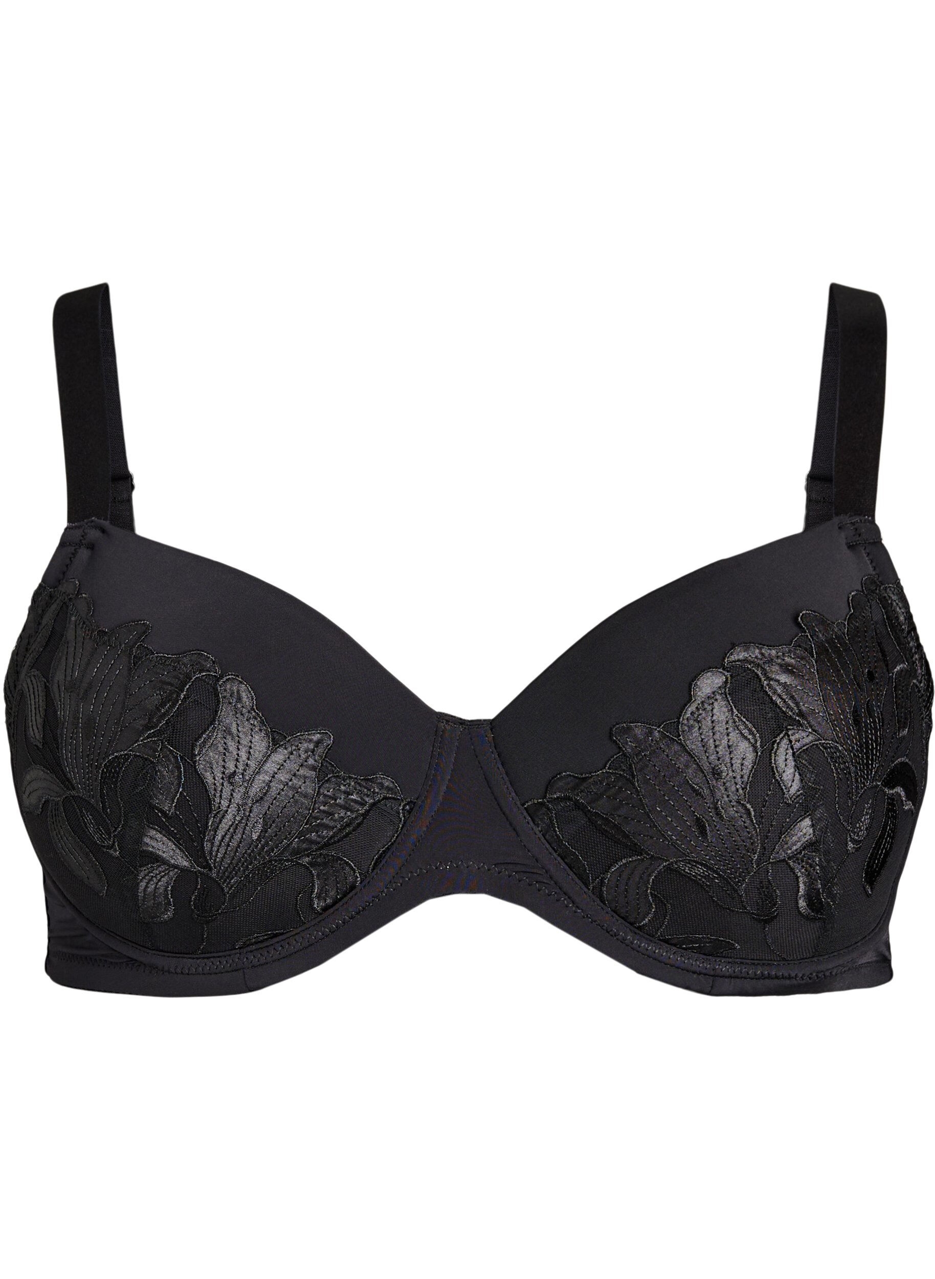 Padded bra with embroidered floral detail