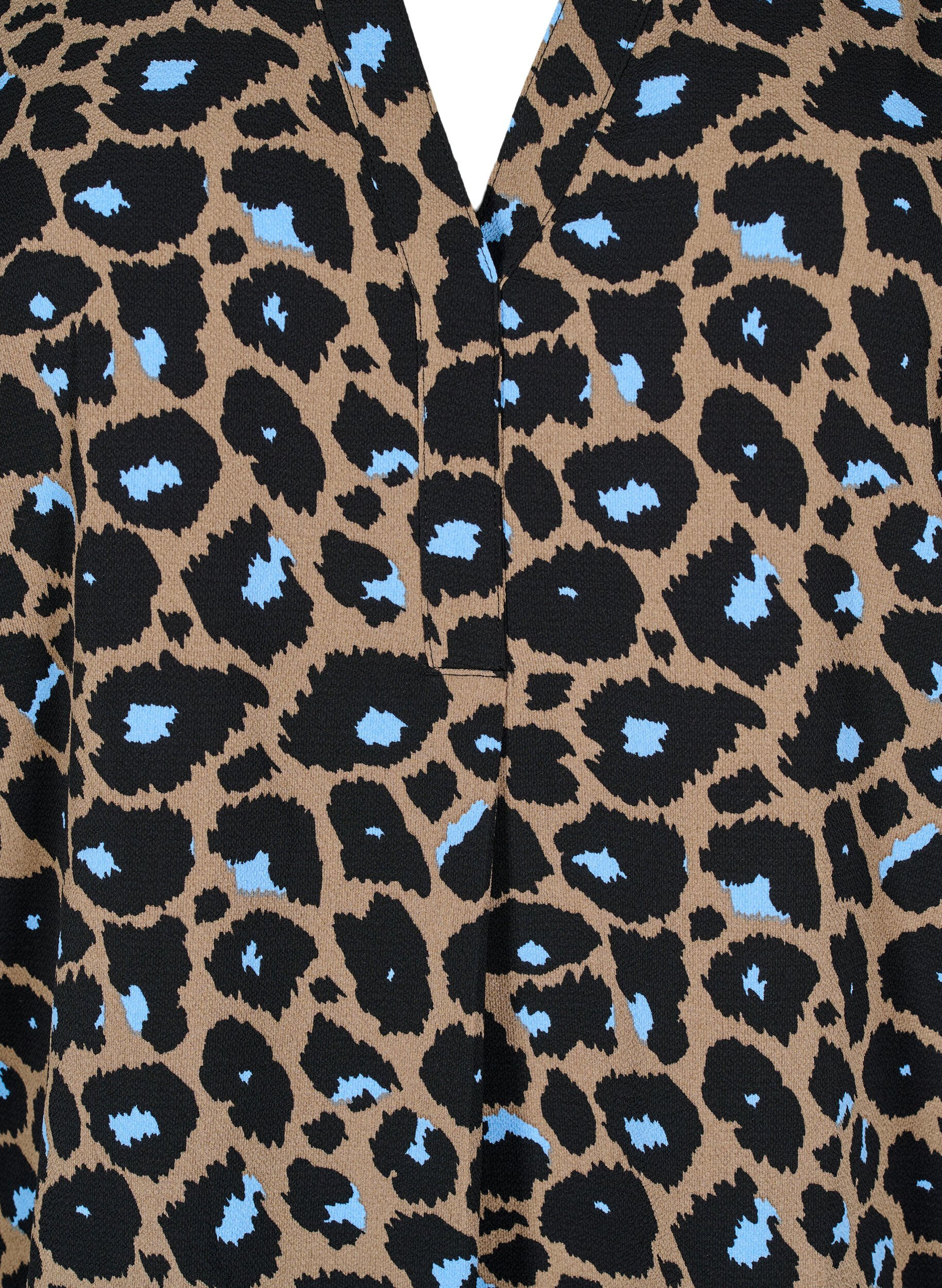 Zizzifashion Short-sleeved blouse with a V-neck, Brown, Packshot image number 2