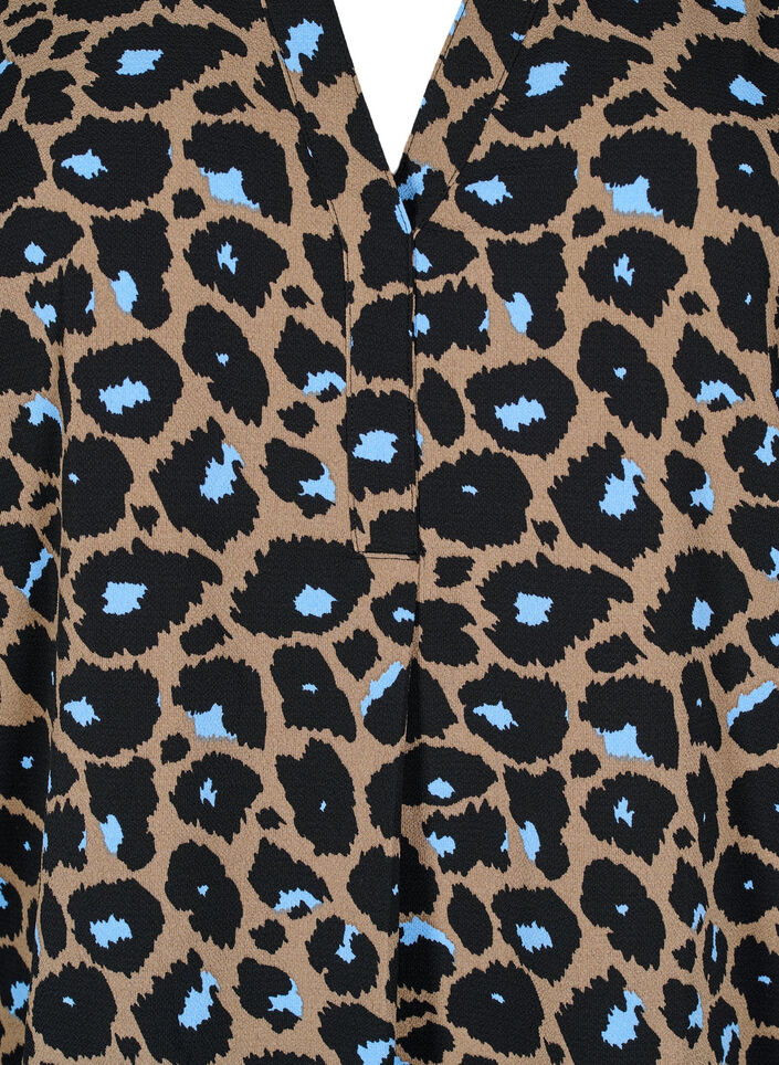 Short-sleeved blouse with a V-neck, Brown, Packshot image number 2