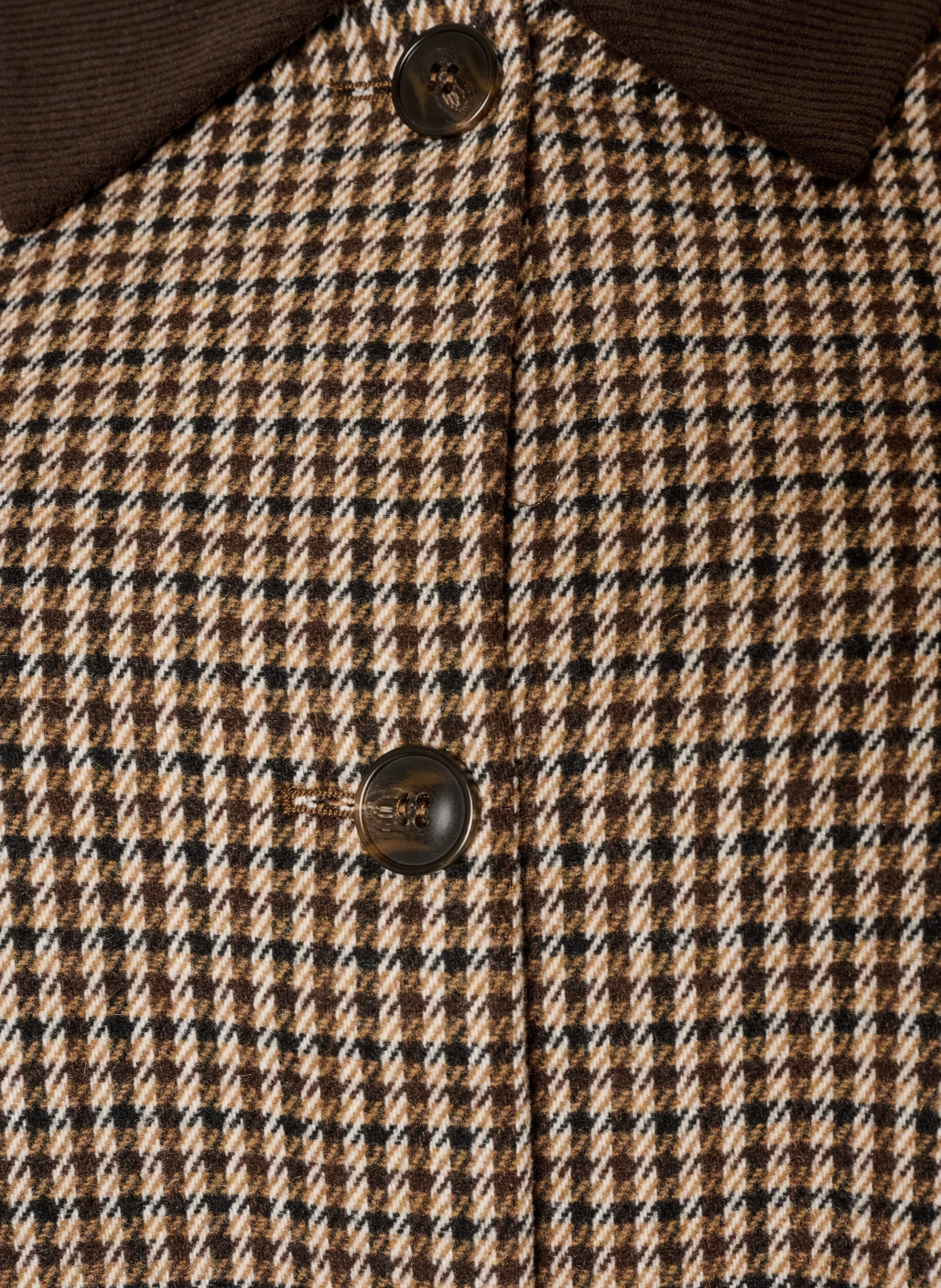 ZizzifashionChecked coat with corduroy collar, Brown, Packshot image number 2