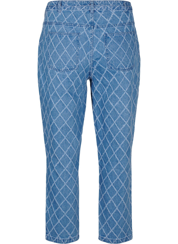 Cropped Mille jeans with destroy pattern, Blue Denim, Packshot image number 1