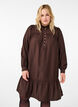 Short dress with ruffle collar, Seal Brown, Model image number 0