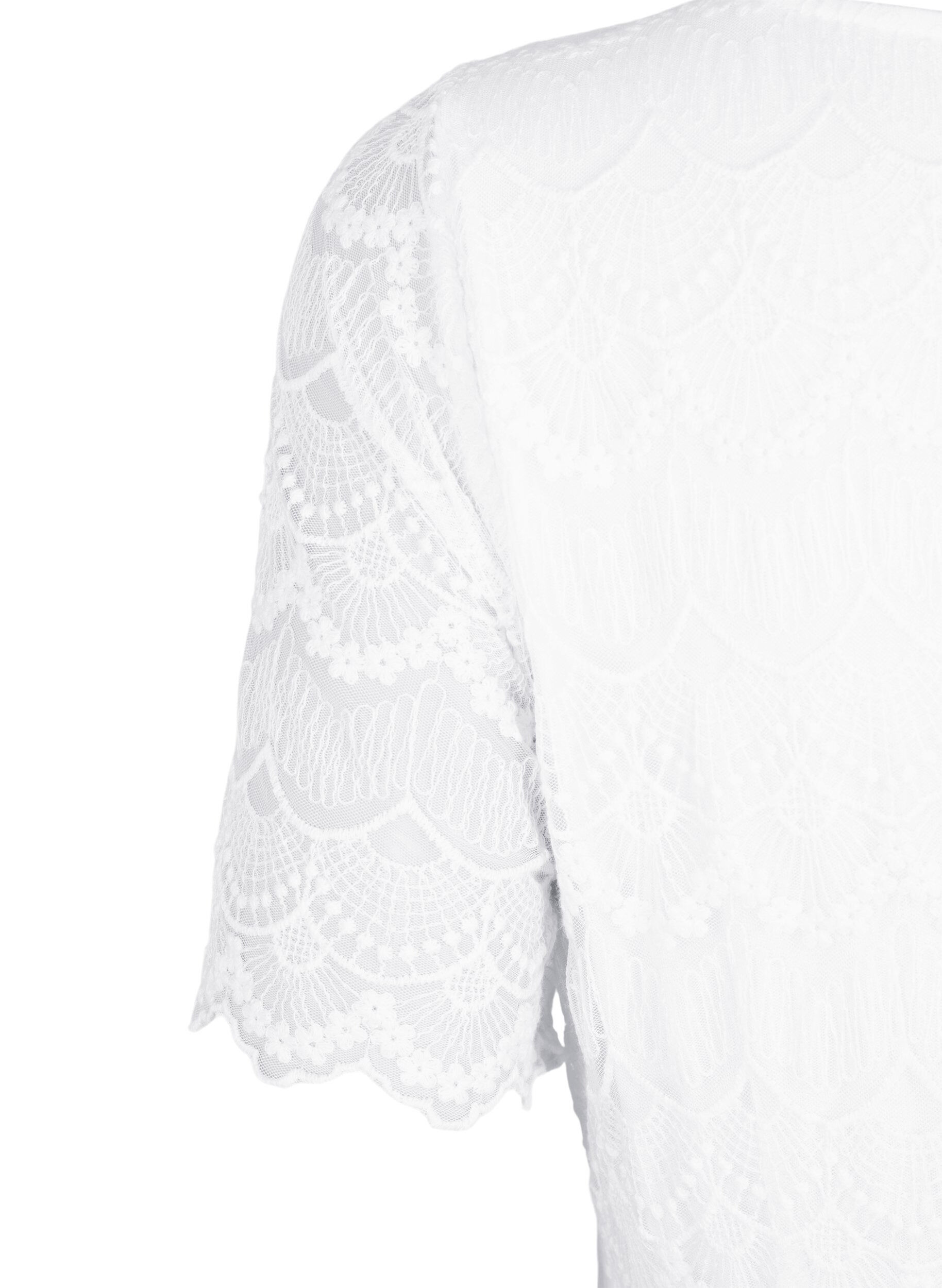 Zizzifashion Party dress with lace and an empire waist, Bright White, Packshot image number 3