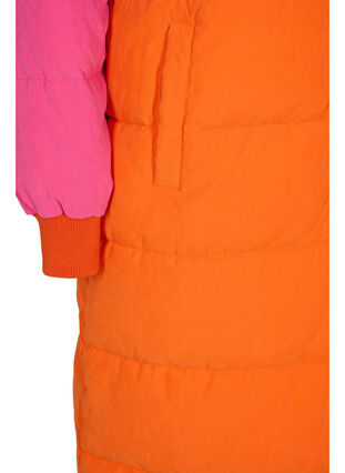 Long winter jacket with colour block, Pink W/Orange, Packshot image number 3