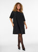 Short A-line dress with glitter stripes, Black, Model image number 1