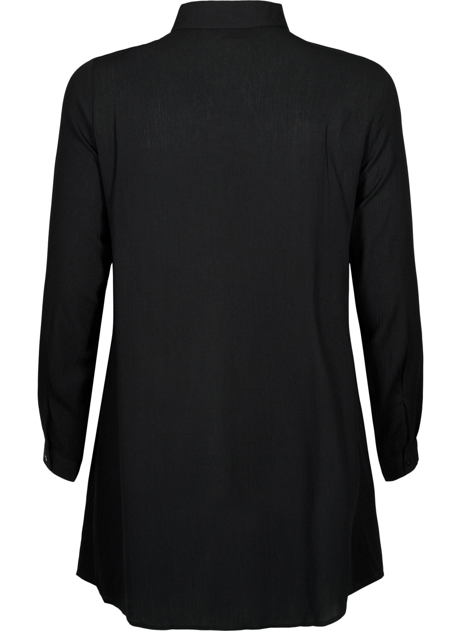 Zizzifashion Long viscose shirt with long sleeves, Black, Packshot image number 1