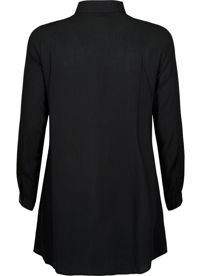 Long viscose shirt with long sleeves, Black, Packshot image number 1