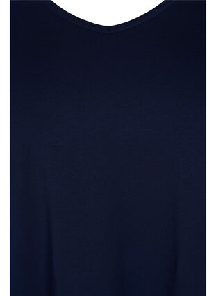 Cotton tunic with 3/4-length sleeves and lace details, Night Sky, Packshot image number 2